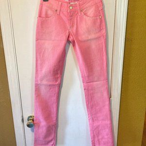 MET women's size 24 nylon blend dusty pink denim removable jacron jeans 25x34
